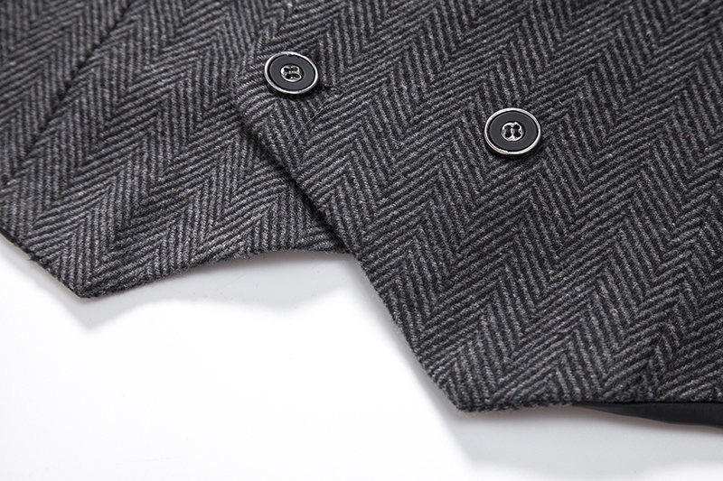Men's Herringbone Tweed Suit Vest Casual Wool Blend Waistcoat