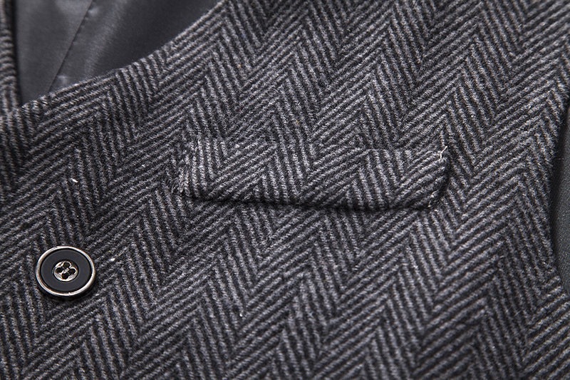 Men's Herringbone Tweed Suit Vest Casual Wool Blend Waistcoat