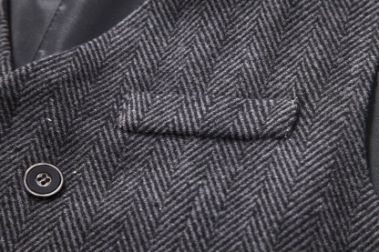 Men's Herringbone Tweed Suit Vest Casual Wool Blend Waistcoat