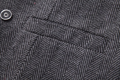 Men's Herringbone Tweed Suit Vest Casual Wool Blend Waistcoat
