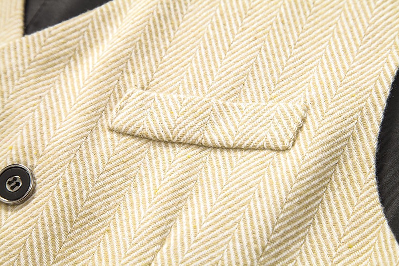 Men's Herringbone Tweed Suit Vest Casual Wool Blend Waistcoat