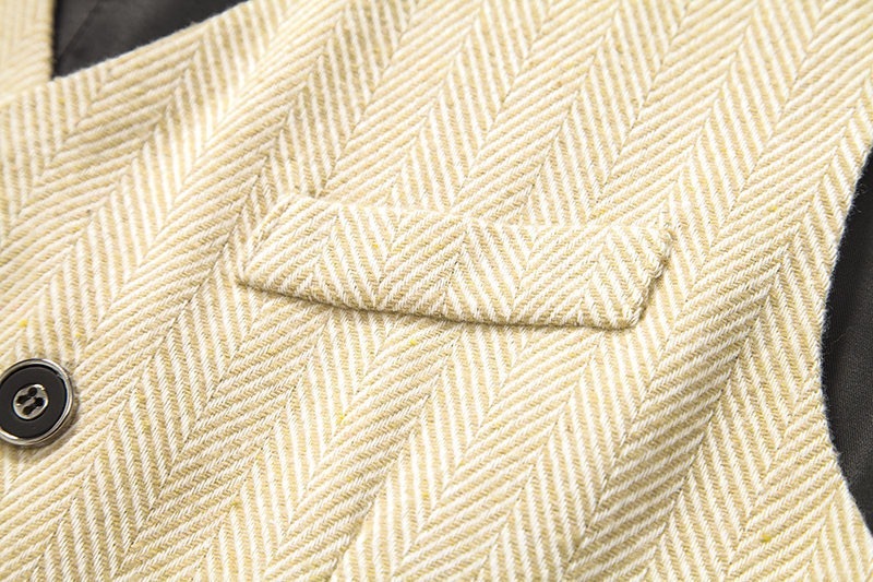 Men's Herringbone Tweed Suit Vest Casual Wool Blend Waistcoat