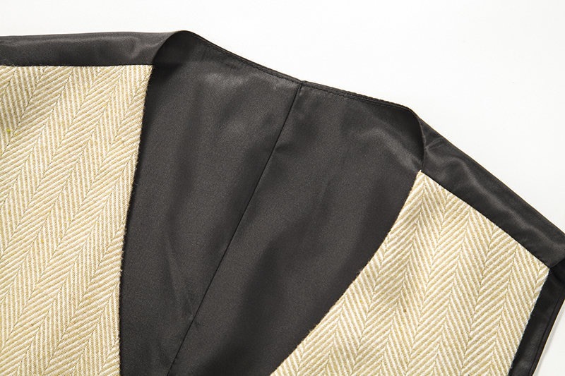 Men's Herringbone Tweed Suit Vest Casual Wool Blend Waistcoat