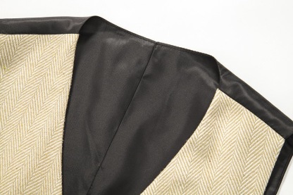 Men's Herringbone Tweed Suit Vest Casual Wool Blend Waistcoat