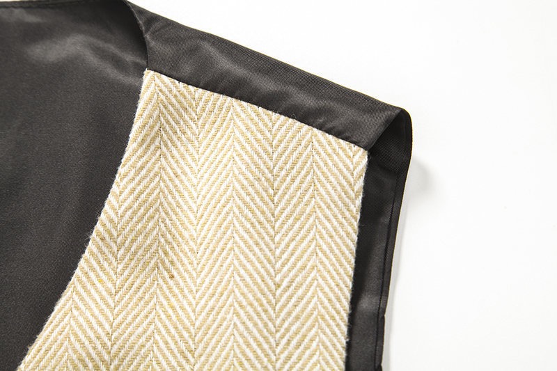 Men's Herringbone Tweed Suit Vest Casual Wool Blend Waistcoat