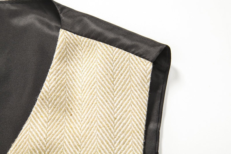 Men's Herringbone Tweed Suit Vest Casual Wool Blend Waistcoat