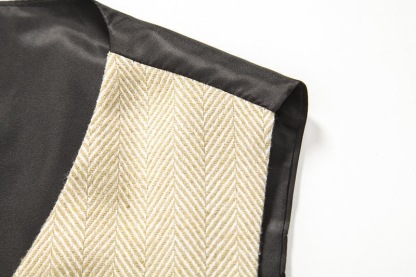 Men's Herringbone Tweed Suit Vest Casual Wool Blend Waistcoat