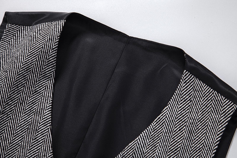 Men's Herringbone Tweed Suit Vest Casual Wool Blend Waistcoat