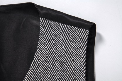 Men's Herringbone Tweed Suit Vest Casual Wool Blend Waistcoat