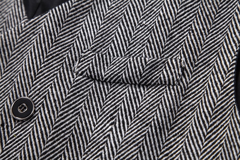 Men's Herringbone Tweed Suit Vest Casual Wool Blend Waistcoat