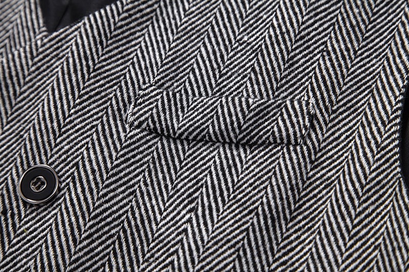 Men's Herringbone Tweed Suit Vest Casual Wool Blend Waistcoat