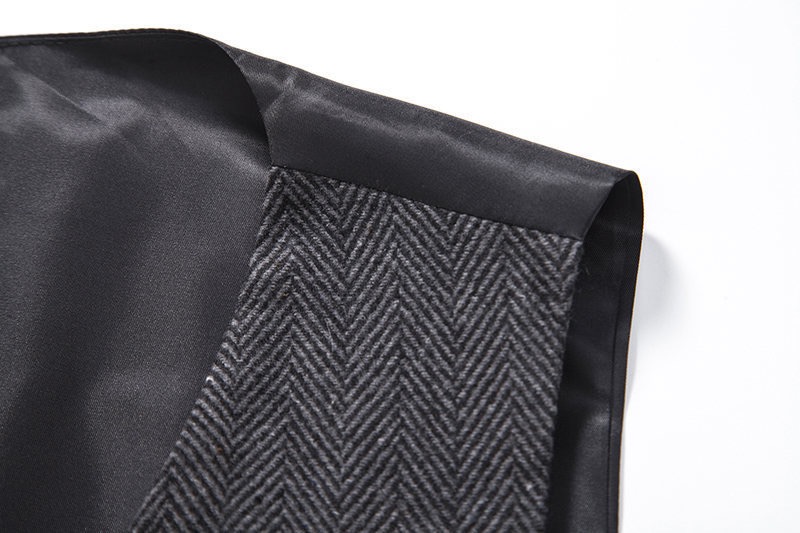 Men's Herringbone Tweed Suit Vest Casual Wool Blend Waistcoat