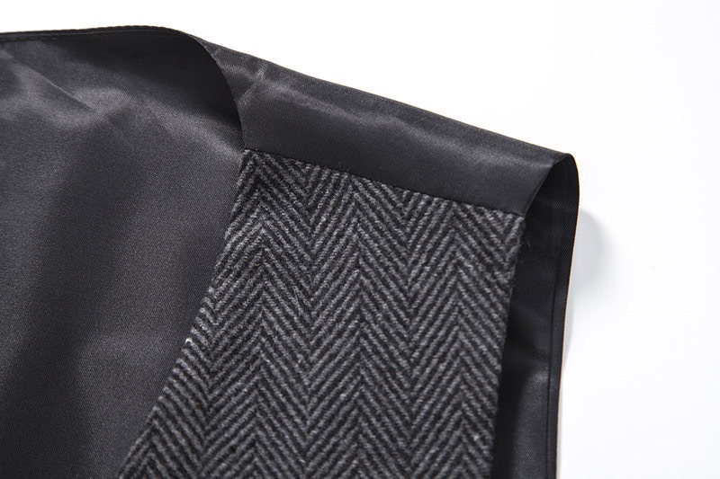 Men's Herringbone Tweed Suit Vest Casual Wool Blend Waistcoat