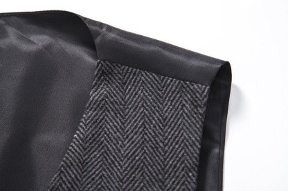 Men's Herringbone Tweed Suit Vest Casual Wool Blend Waistcoat