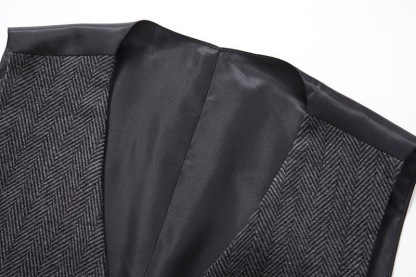 Men's Herringbone Tweed Suit Vest Casual Wool Blend Waistcoat