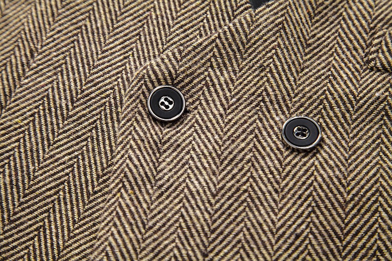 Men's Herringbone Tweed Suit Vest Casual Wool Blend Waistcoat