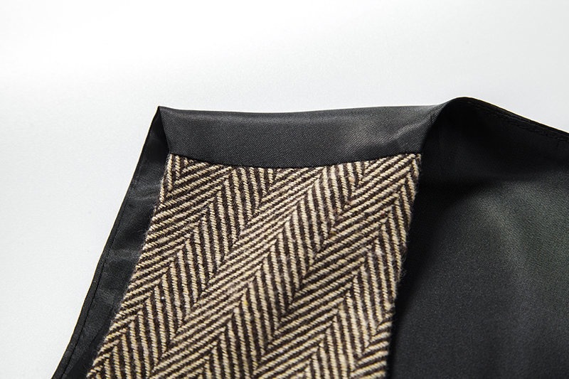 Men's Herringbone Tweed Suit Vest Casual Wool Blend Waistcoat
