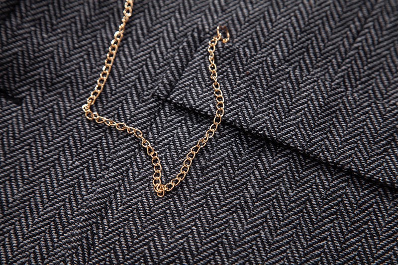 Men's Herringbone Tweed Suit Vest Casual Wool Blend Waistcoat