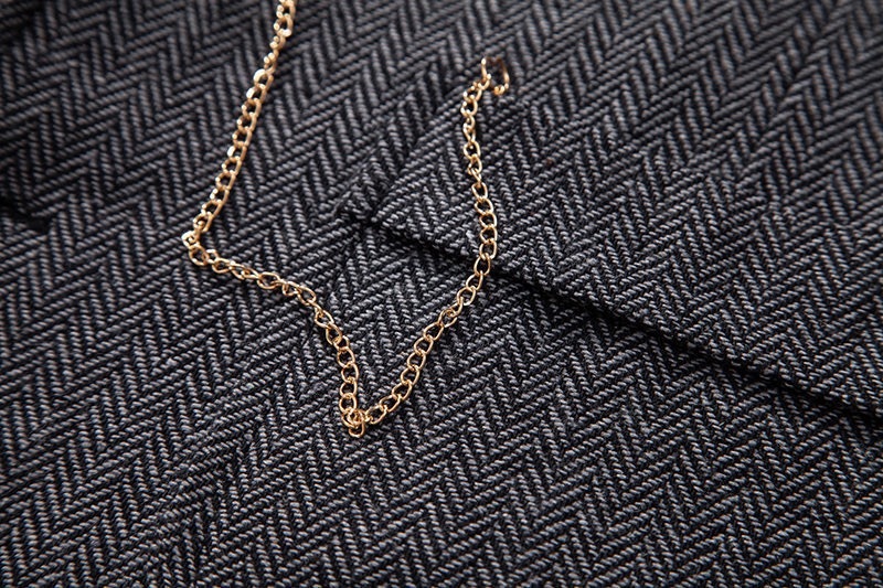 Men's Herringbone Tweed Suit Vest Casual Wool Blend Waistcoat