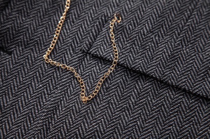 Men's Herringbone Tweed Suit Vest Casual Wool Blend Waistcoat