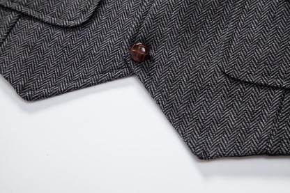 Men's Herringbone Tweed Suit Vest Casual Wool Blend Waistcoat