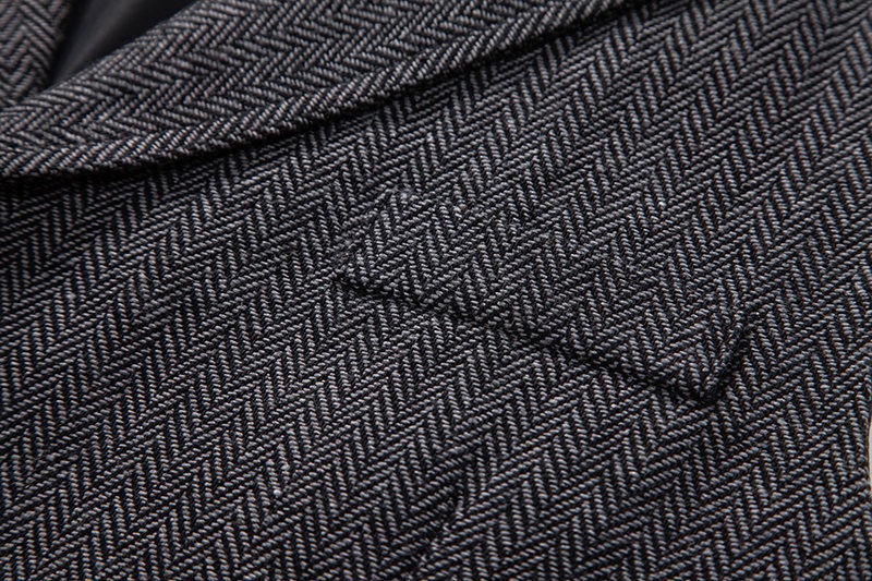 Men's Herringbone Tweed Suit Vest Casual Wool Blend Waistcoat