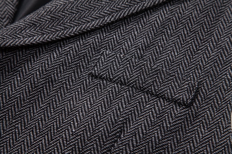 Men's Herringbone Tweed Suit Vest Casual Wool Blend Waistcoat