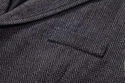 Men's Herringbone Tweed Suit Vest Casual Wool Blend Waistcoat