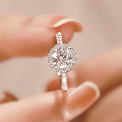 Solitaire Moissanite Engagement Ring, 1CT D Color VVS1 Clarity and 2CT D Color VVS1 Clarity, 925 Sterling Silver with 18K White Gold Plated, Ideal Gift for Women