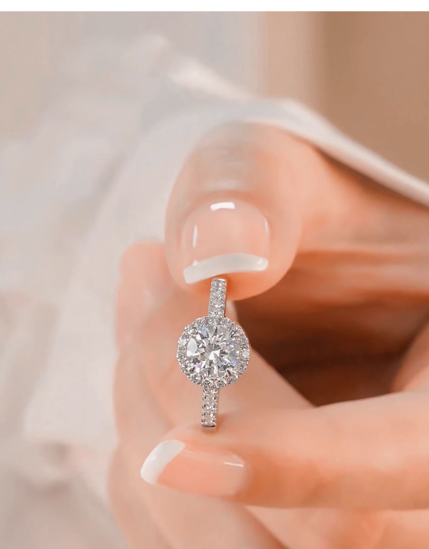 Solitaire Moissanite Engagement Ring, 1CT D Color VVS1 Clarity and 2CT D Color VVS1 Clarity, 925 Sterling Silver with 18K White Gold Plated, Ideal Gift for Women