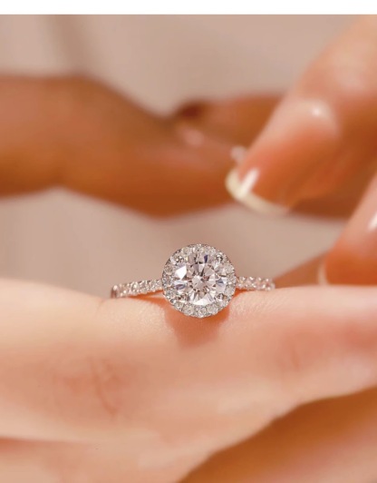 Solitaire Moissanite Engagement Ring, 1CT D Color VVS1 Clarity and 2CT D Color VVS1 Clarity, 925 Sterling Silver with 18K White Gold Plated, Ideal Gift for Women