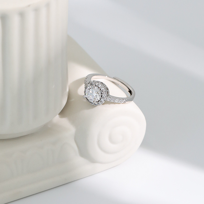 Solitaire Moissanite Engagement Ring, 1CT D Color VVS1 Clarity and 2CT D Color VVS1 Clarity, 925 Sterling Silver with 18K White Gold Plated, Ideal Gift for Women