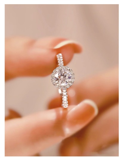 Solitaire Moissanite Engagement Ring, 1CT D Color VVS1 Clarity and 2CT D Color VVS1 Clarity, 925 Sterling Silver with 18K White Gold Plated, Ideal Gift for Women