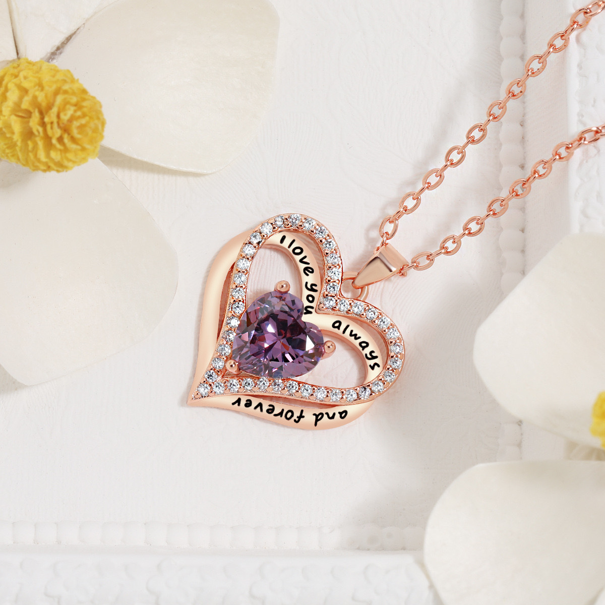 S925 Sterling Silver Necklace for Women, Wife Jewelry Rose Gold, Mom Birthday Valentines Mothers Day Gifts, Girlfriend Necklaces, Daughter Heart Jewel, Anniversary for Her