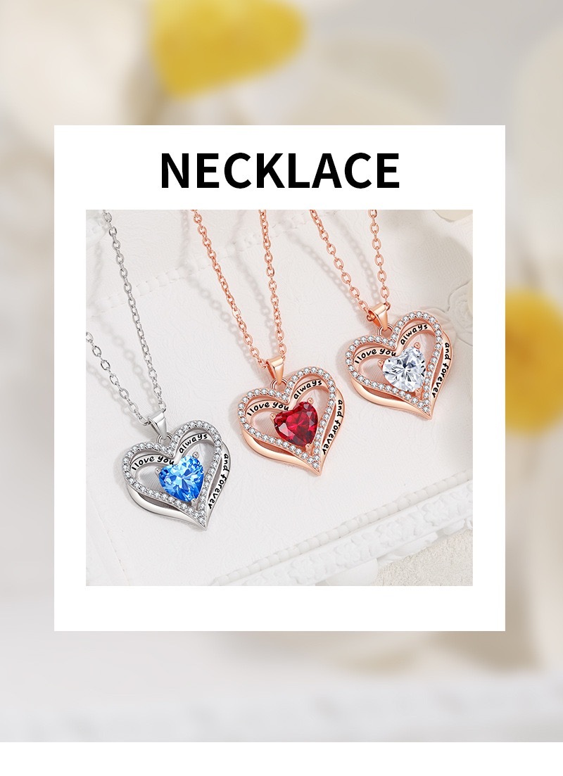 S925 Sterling Silver Necklace for Women, Wife Jewelry Rose Gold, Mom Birthday Valentines Mothers Day Gifts, Girlfriend Necklaces, Daughter Heart Jewel, Anniversary for Her
