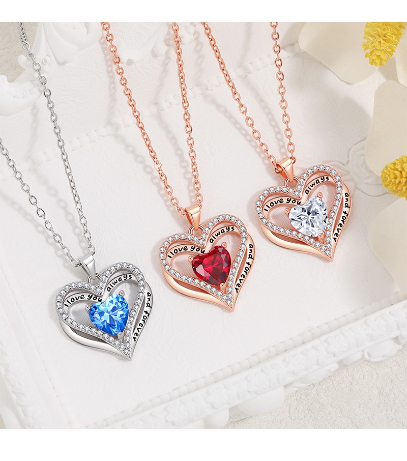 S925 Sterling Silver Necklace for Women, Wife Jewelry Rose Gold, Mom Birthday Valentines Mothers Day Gifts, Girlfriend Necklaces, Daughter Heart Jewel, Anniversary for Her