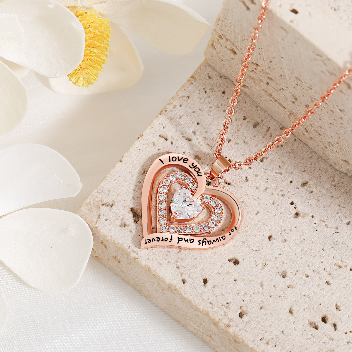 Forever Love Heart Necklaces for Women, Wedding Anniversary, Birthday Mothers Day Gifts for Mom, Mother, Wife, Girlfriend, S925 Silver Jewelry with Birthstone Pendant