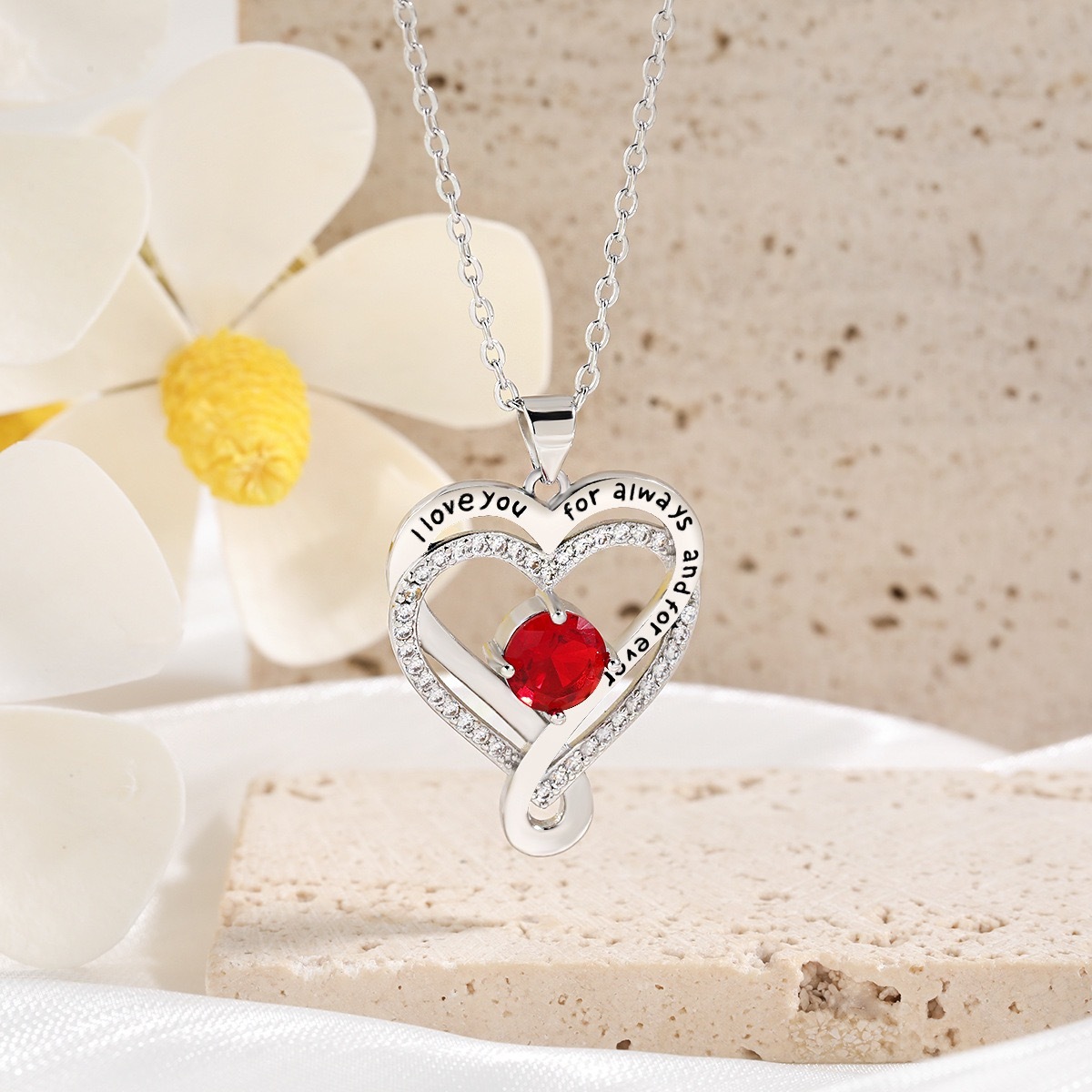 Jewelry for Women Wife Infinity Heart Birthstone I Love You Necklace S925 Anniversary Women Necklaces for Her Wife Birthday Gift Ideas, Birthday Present for Girlfriend Mom Daughter Sterling Silver