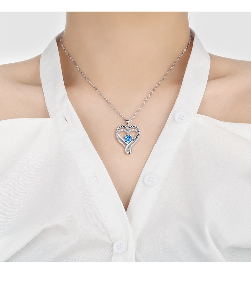 Jewelry for Women Wife Infinity Heart Birthstone I Love You Necklace S925 Anniversary Women Necklaces for Her Wife Birthday Gift Ideas, Birthday Present for Girlfriend Mom Daughter Sterling Silver