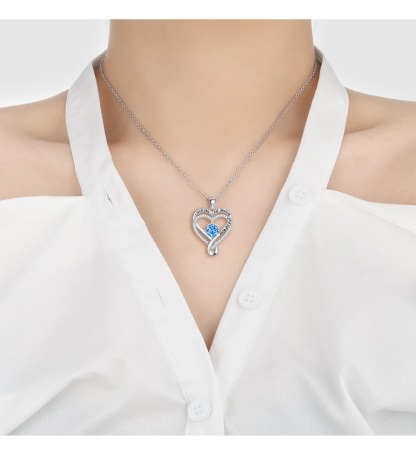 Jewelry for Women Wife Infinity Heart Birthstone I Love You Necklace S925 Anniversary Women Necklaces for Her Wife Birthday Gift Ideas, Birthday Present for Girlfriend Mom Daughter Sterling Silver