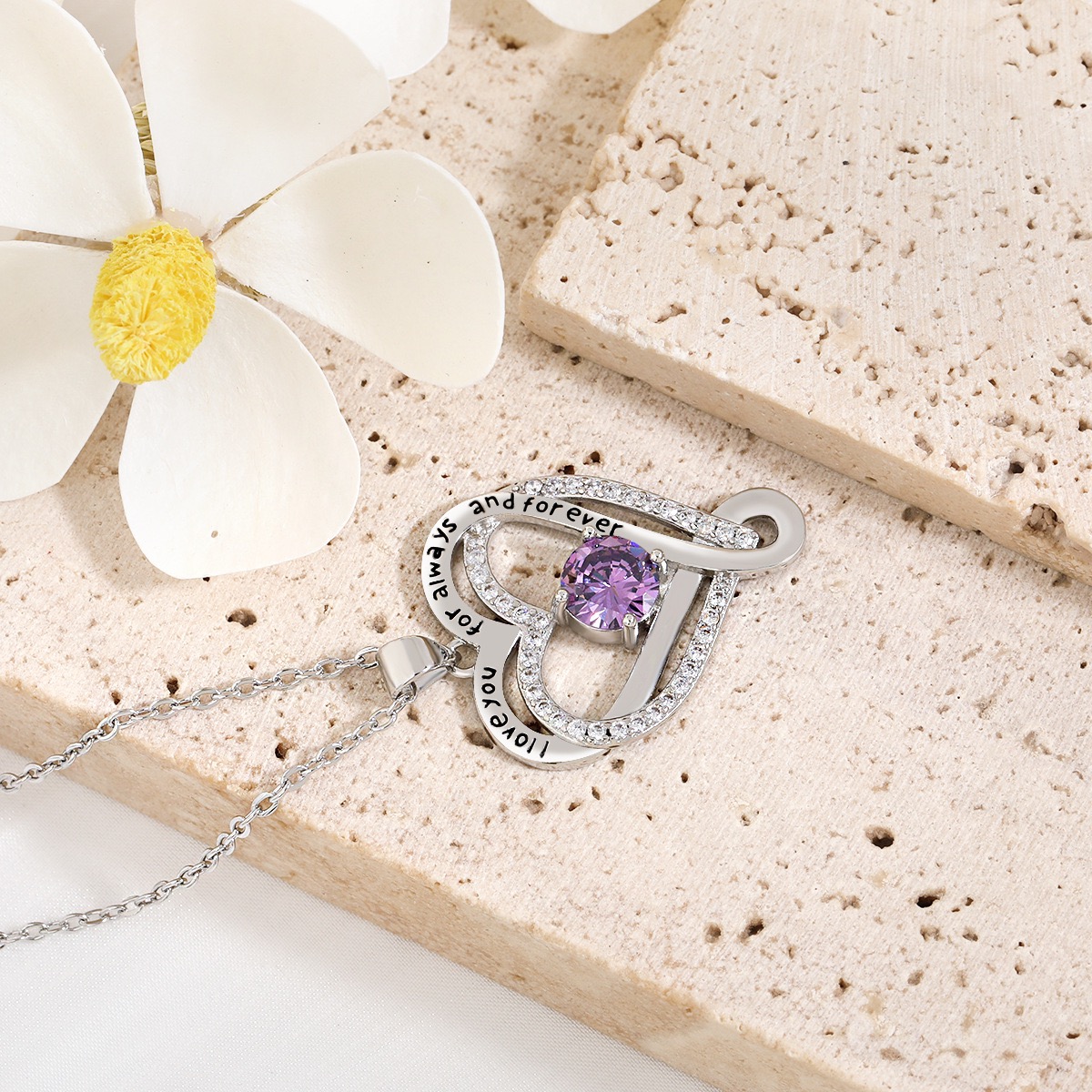 Jewelry for Women Wife Infinity Heart Birthstone I Love You Necklace S925 Anniversary Women Necklaces for Her Wife Birthday Gift Ideas, Birthday Present for Girlfriend Mom Daughter Sterling Silver