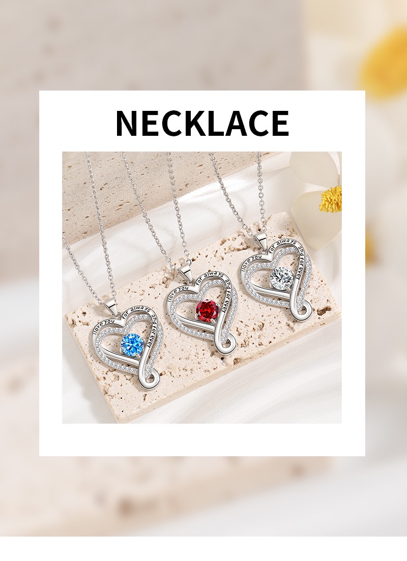 Jewelry for Women Wife Infinity Heart Birthstone I Love You Necklace S925 Anniversary Women Necklaces for Her Wife Birthday Gift Ideas, Birthday Present for Girlfriend Mom Daughter Sterling Silver