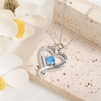 Jewelry for Women Wife Infinity Heart Birthstone I Love You Necklace S925 Anniversary Women Necklaces for Her Wife Birthday Gift Ideas, Birthday Present for Girlfriend Mom Daughter Sterling Silver