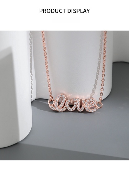 Sterling Silver Love Heart Necklace with White CZ, Adjustable 16"-18" Chain, Scripted "Love" Pendant, Elegant Women’s Jewelry Gift for Special Occasions, Birthdays, Anniversaries, & Valentine’s Day