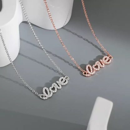 Sterling Silver Love Heart Necklace with White CZ, Adjustable 16"-18" Chain, Scripted "Love" Pendant, Elegant Women’s Jewelry Gift for Special Occasions, Birthdays, Anniversaries, & Valentine’s Day