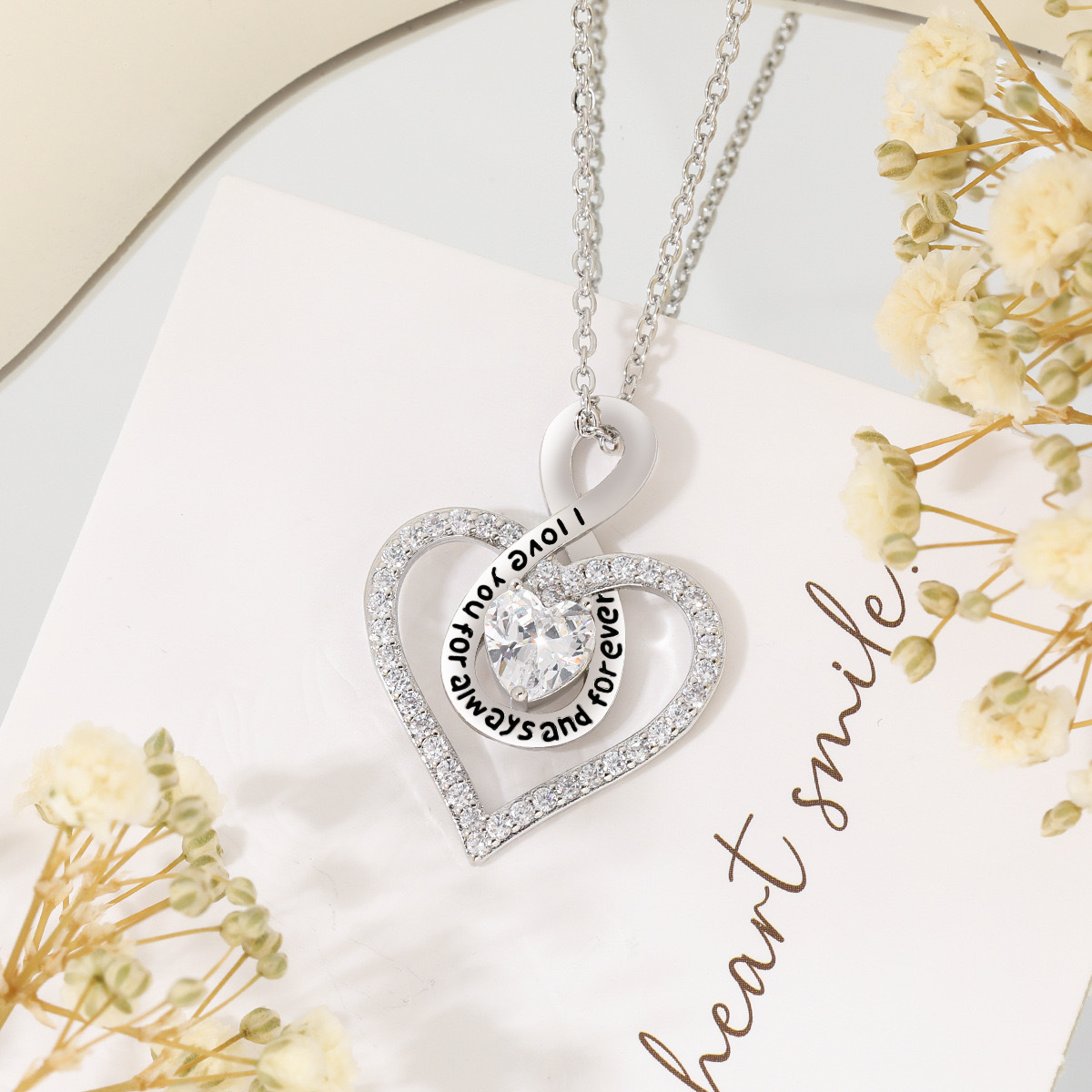 Moissanite Heart Pendant Necklace for Women,D Color VVS1 Moissanite La