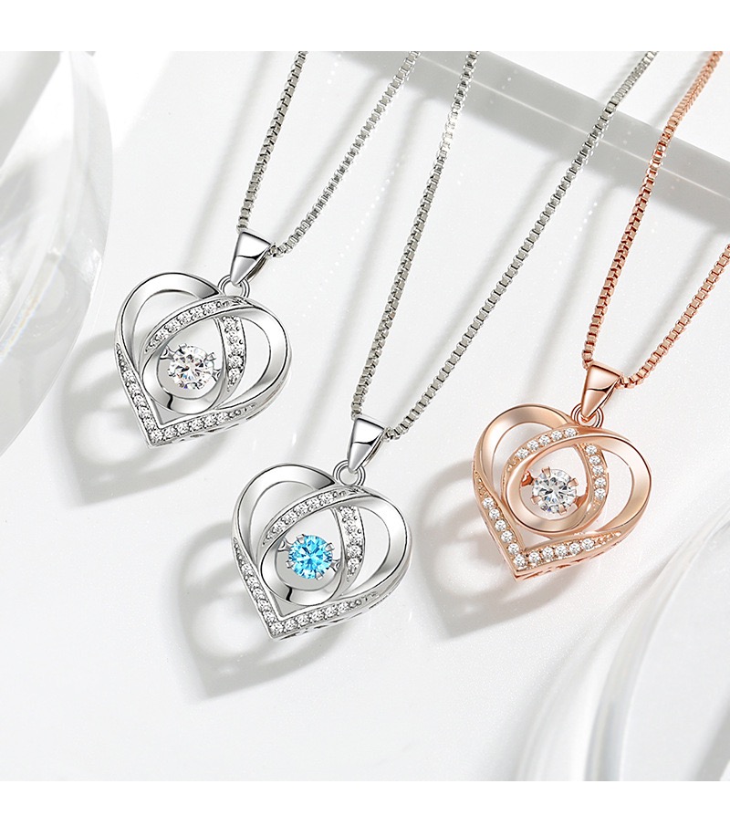 Moissanite Necklace Heart, Moissanite Diamond Necklace for Women Hypoallergenic 925 Silver Jewellery Anniversary Birthday Gifts for Women Girlfriend Wife