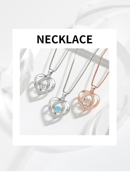 Moissanite Necklace Heart, Moissanite Diamond Necklace for Women Hypoallergenic 925 Silver Jewellery Anniversary Birthday Gifts for Women Girlfriend Wife