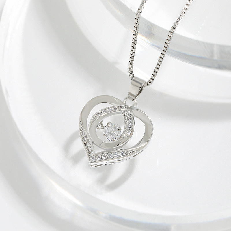 Moissanite Necklace Heart, Moissanite Diamond Necklace for Women Hypoa
