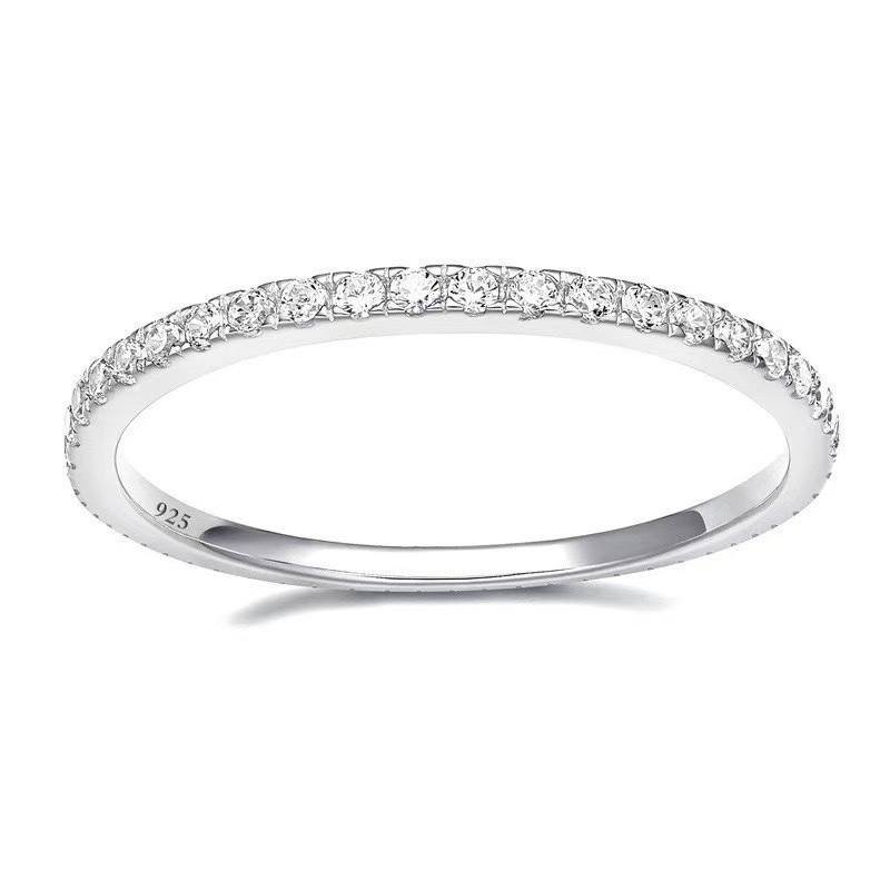 14K Gold Plated Solid 925 Sterling Silver CZ Simulated Diamond Stackable Ring Eternity Bands for Women